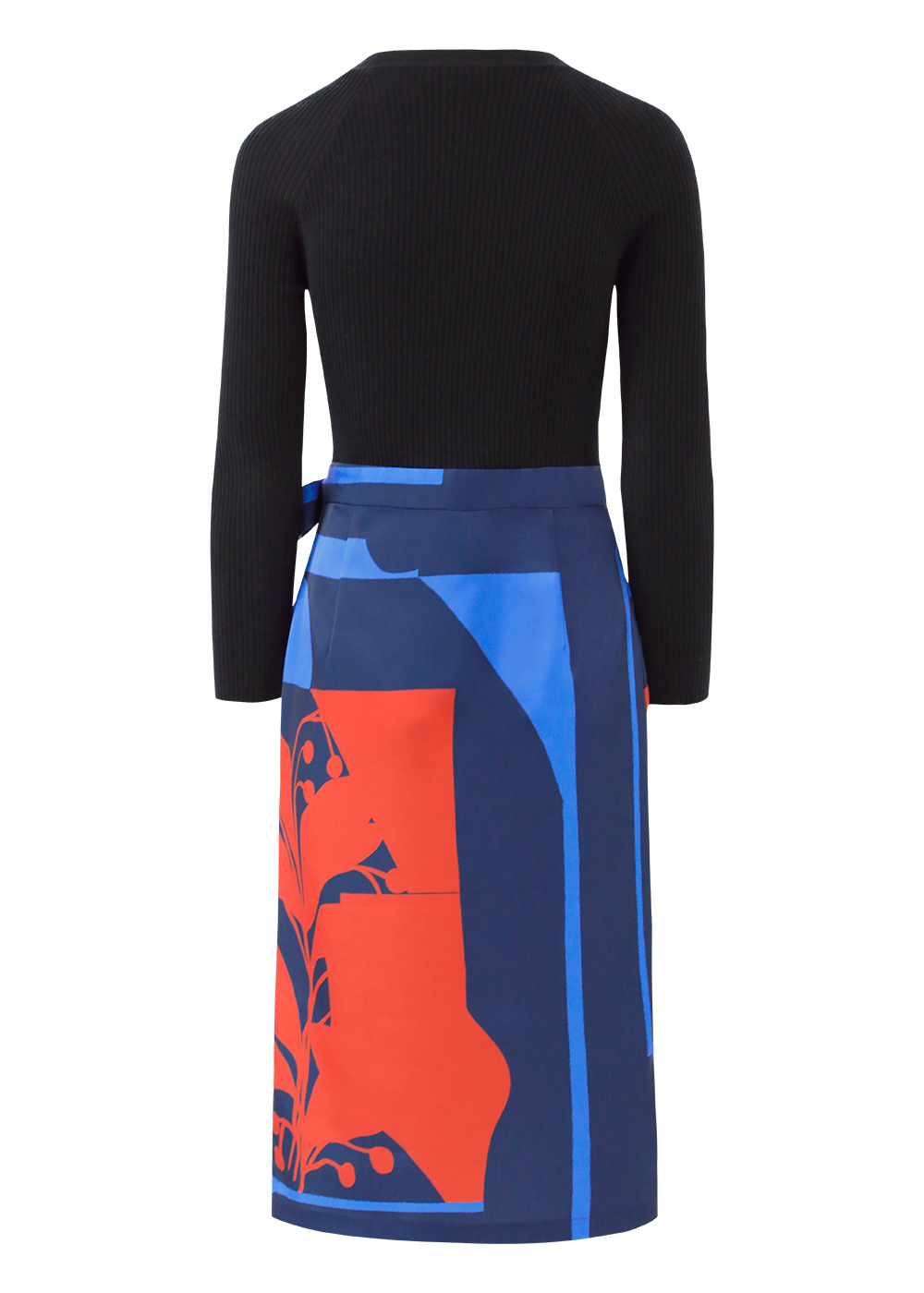 SALAZIA Deep Sea Red Flower Wool-Blend Dresses