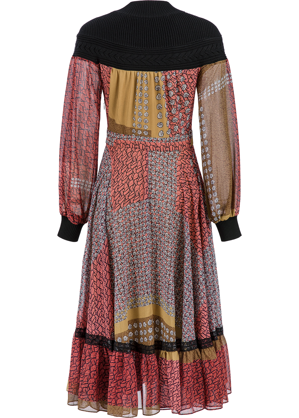 SALAZIA Yellow-Pink Colorblock Dotted Dresses