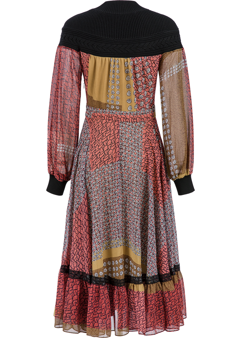 SALAZIA Yellow-Pink Colorblock Dotted Dresses