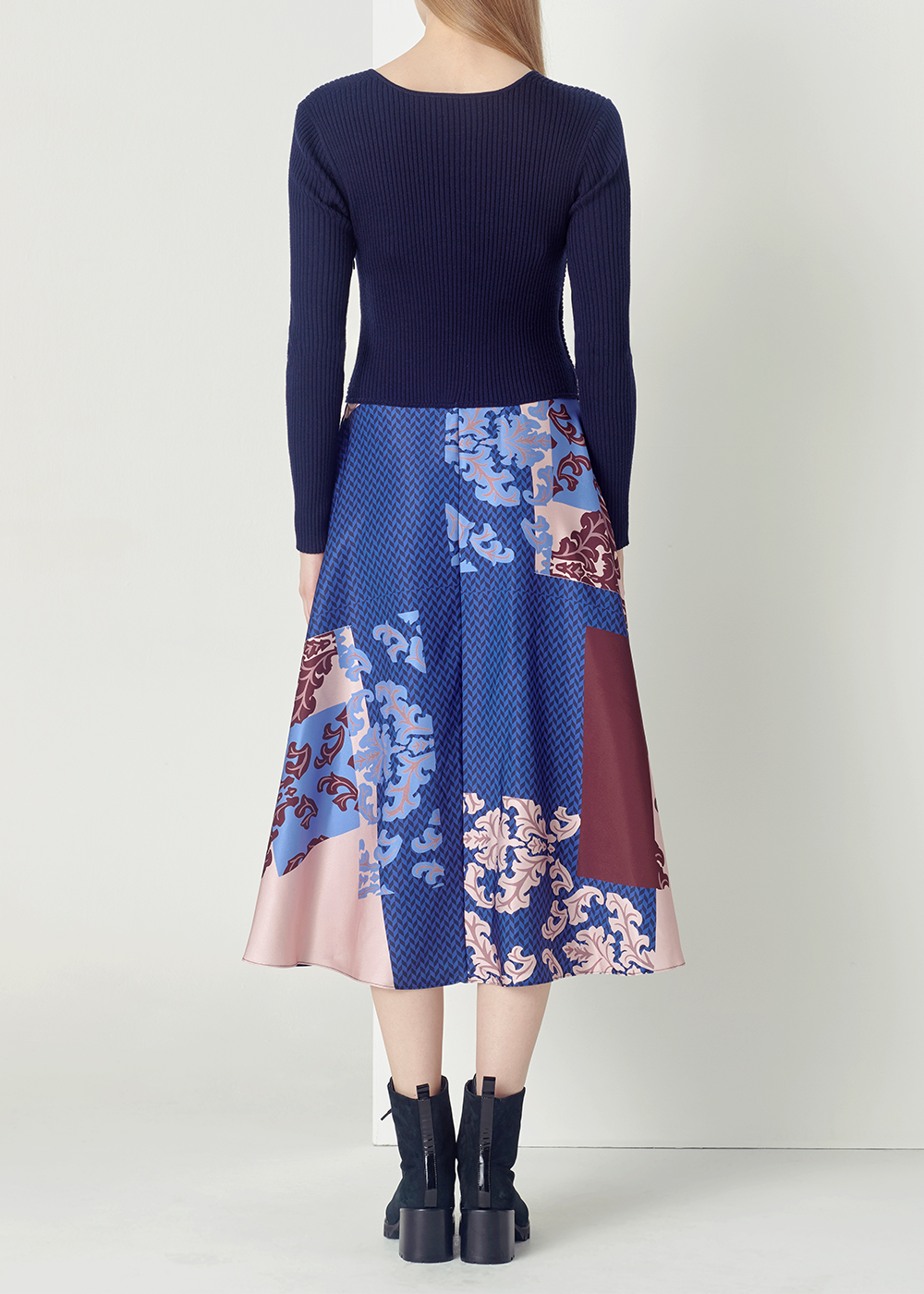 SALAZIA Blue Floral Print Fit-and-Flare Dresses