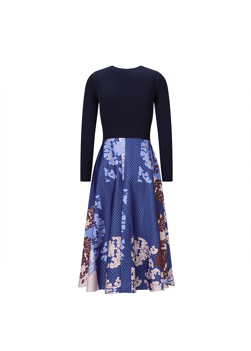 SALAZIA Blue Floral Print Fit-and-Flare Dresses