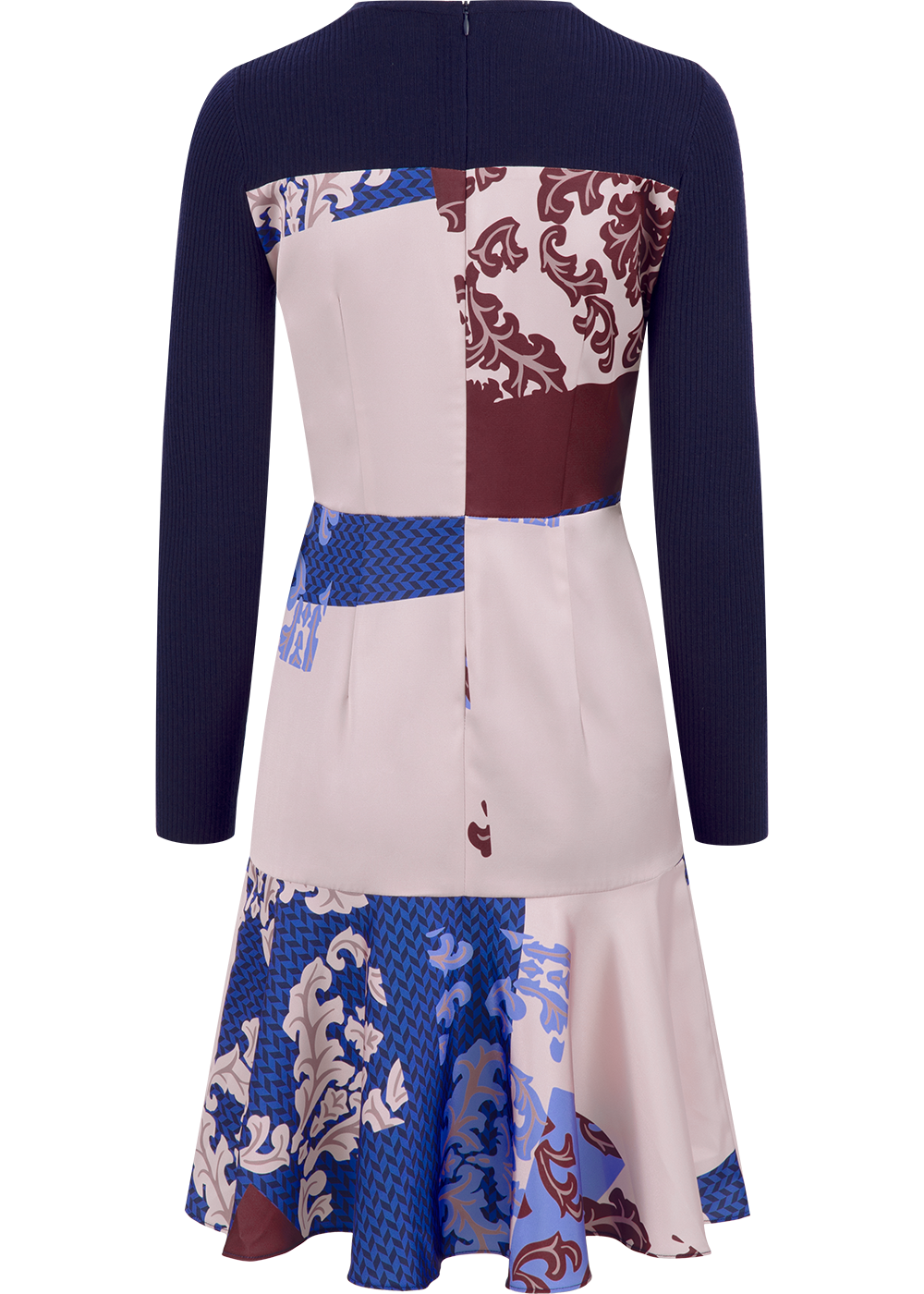 SALAZIA Blue-Pink Floral Wool Blend Dresses