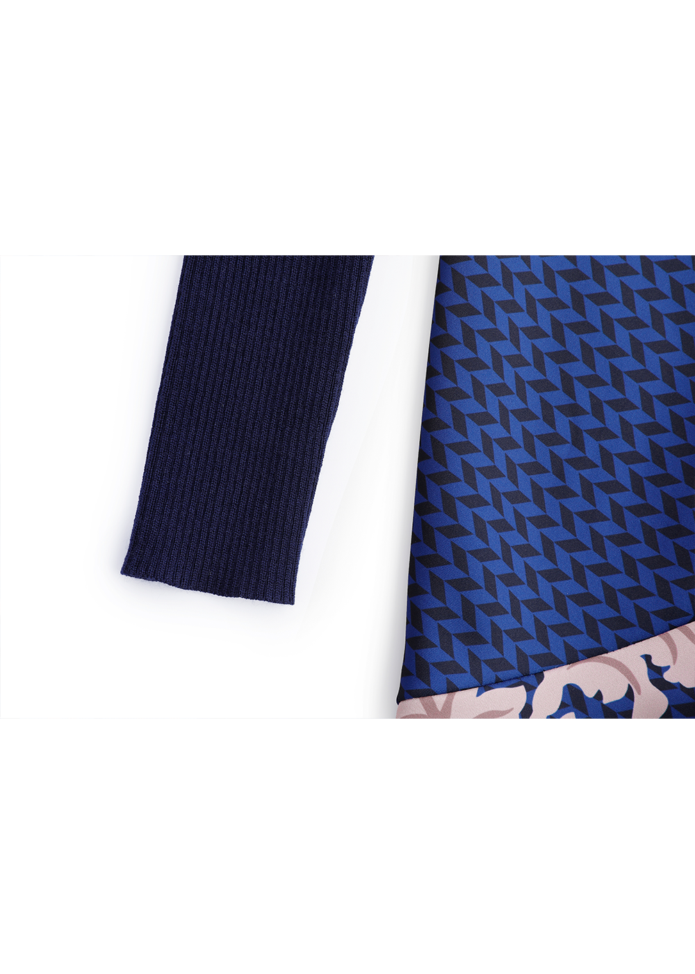 SALAZIA Blue-Pink Floral Wool Blend Dresses