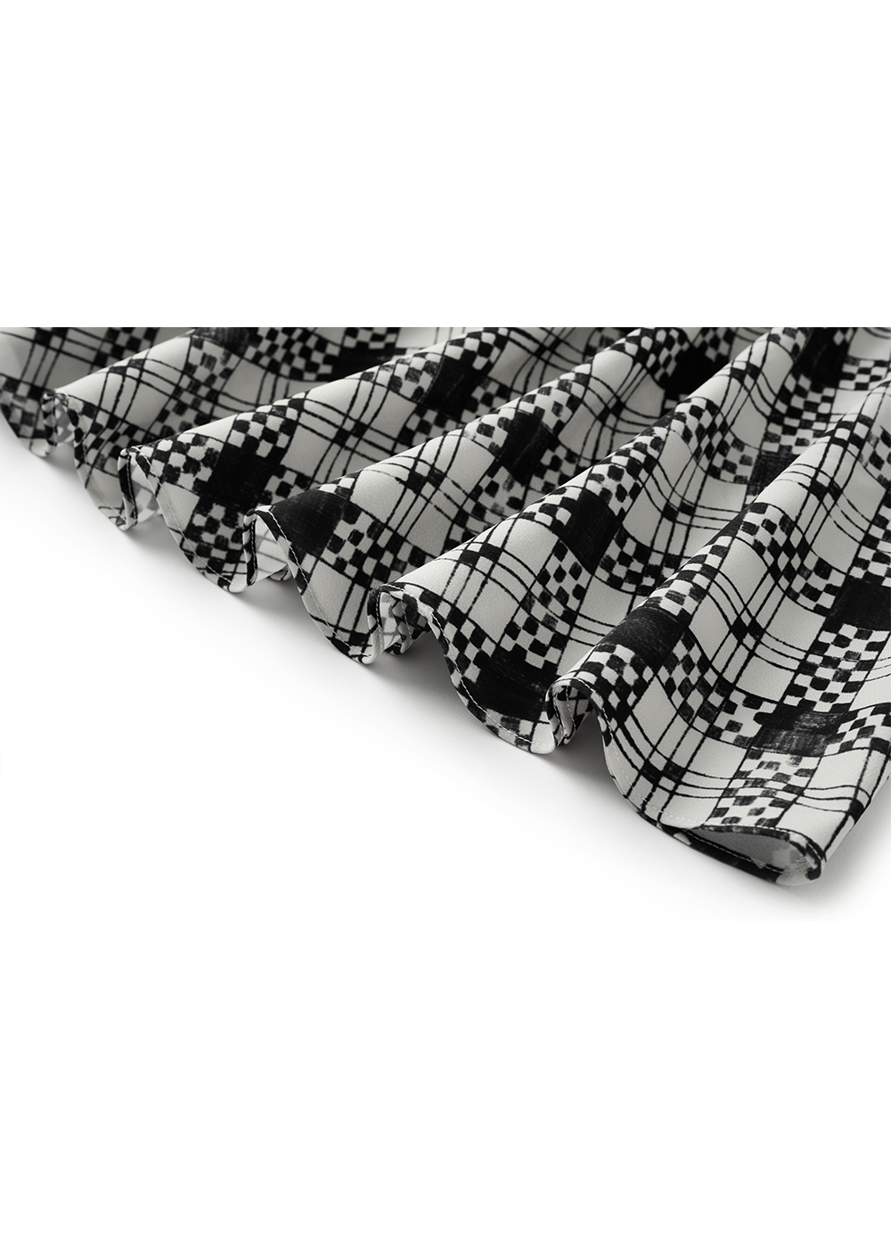 SALAZIA Black-White Check Wool Blend Dresses