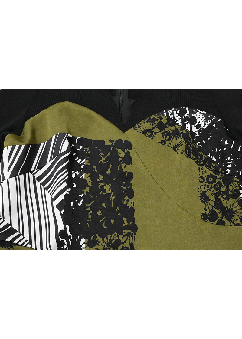 SALAZIA Camel-Black White Print Dresses