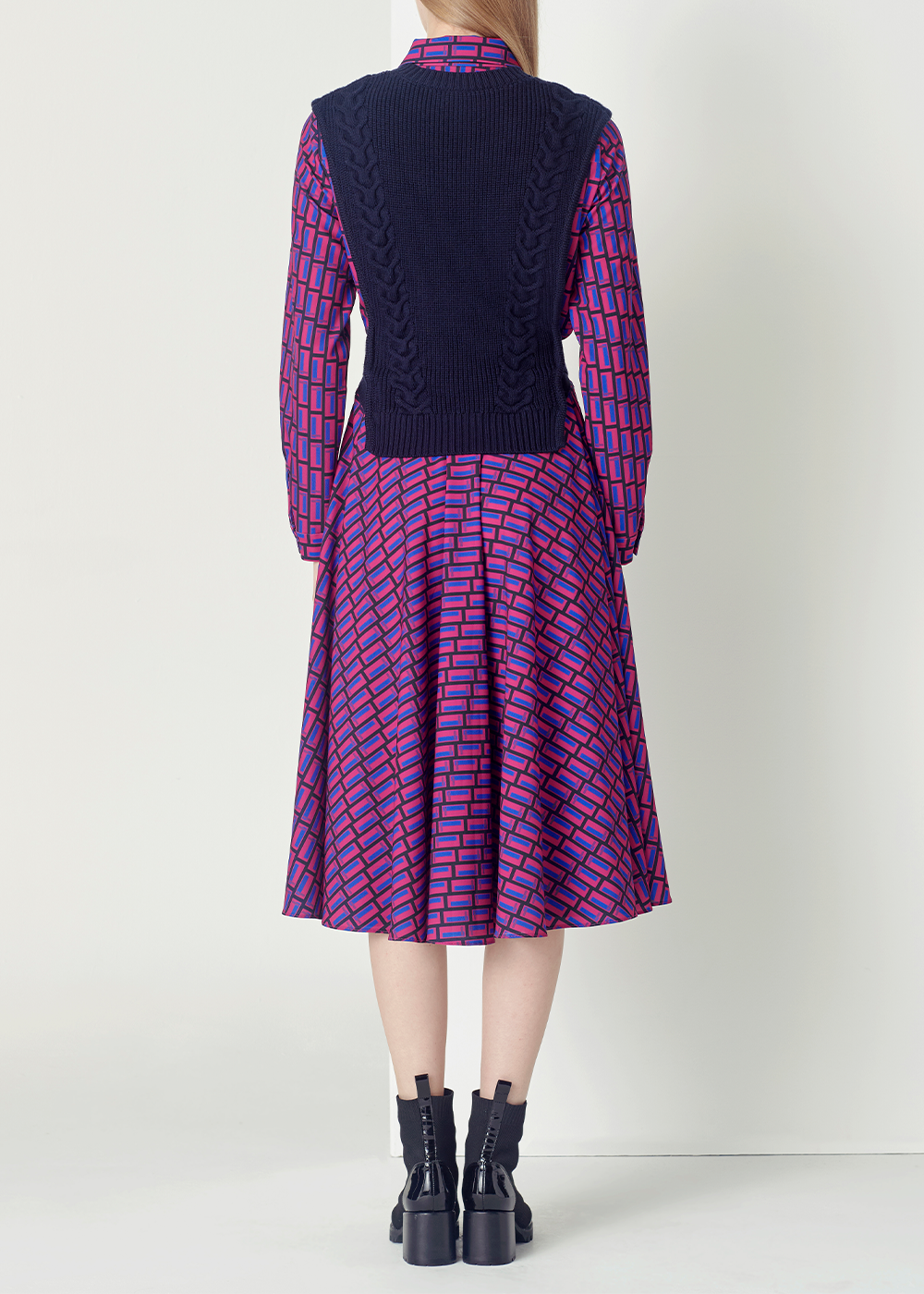 SALAZIA Blue-Red Color Block Dresses