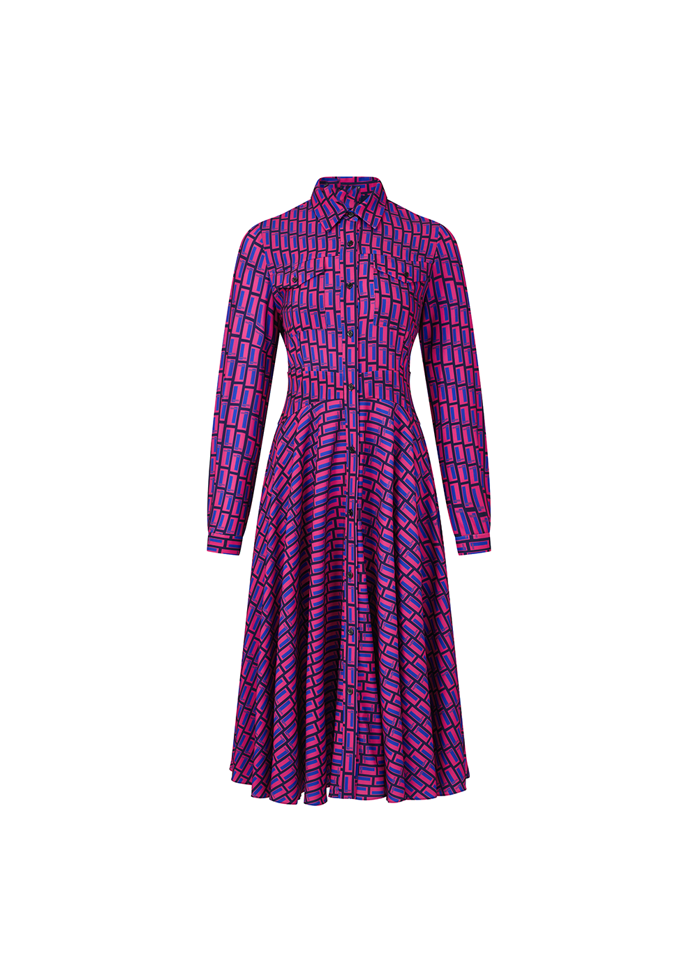 SALAZIA Blue-Red Color Block Dresses