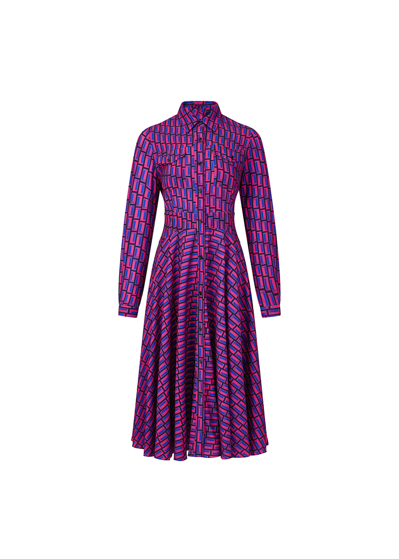 SALAZIA Blue-Red Color Block Dresses