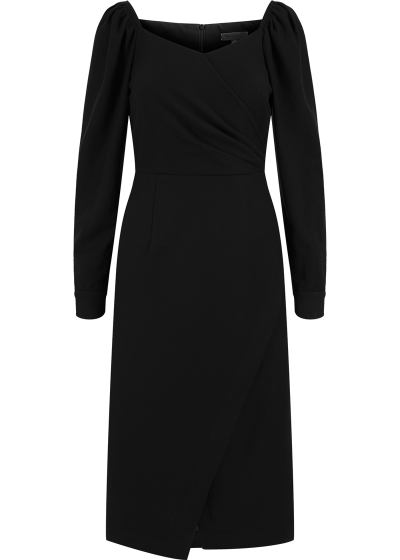 SALAZIA Black Wool Fit-and-Flare Dresses