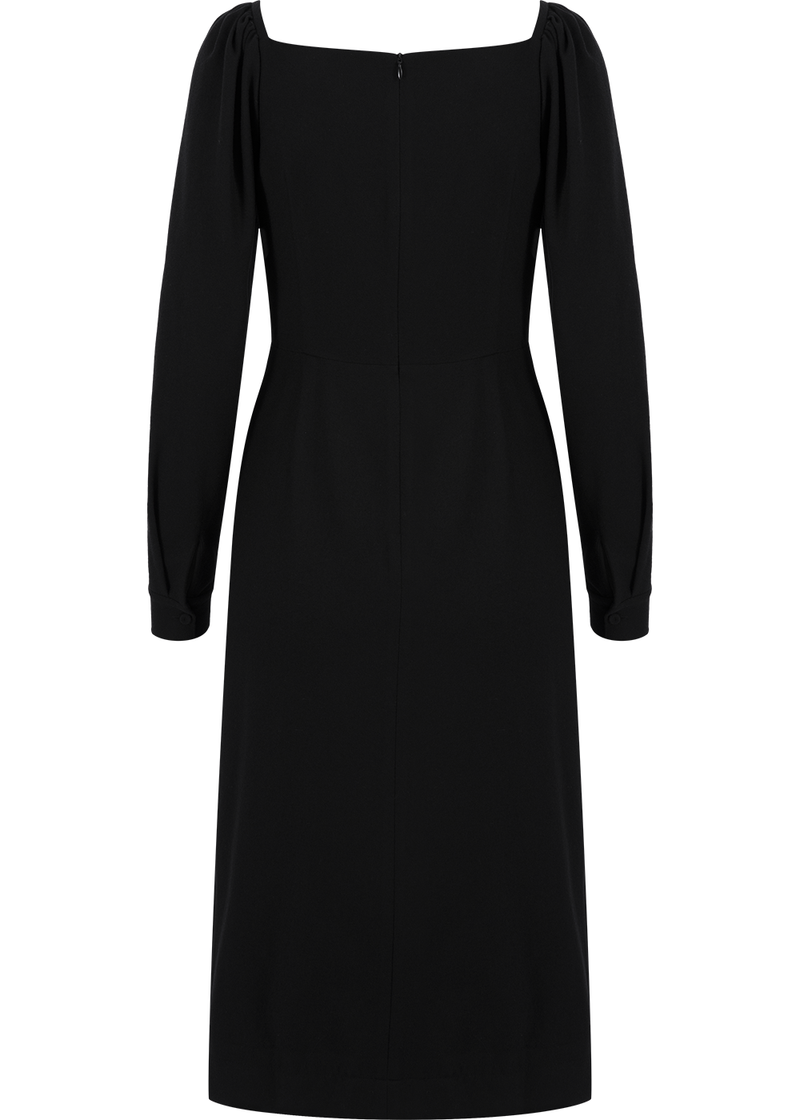 SALAZIA Black Wool Fit-and-Flare Dresses