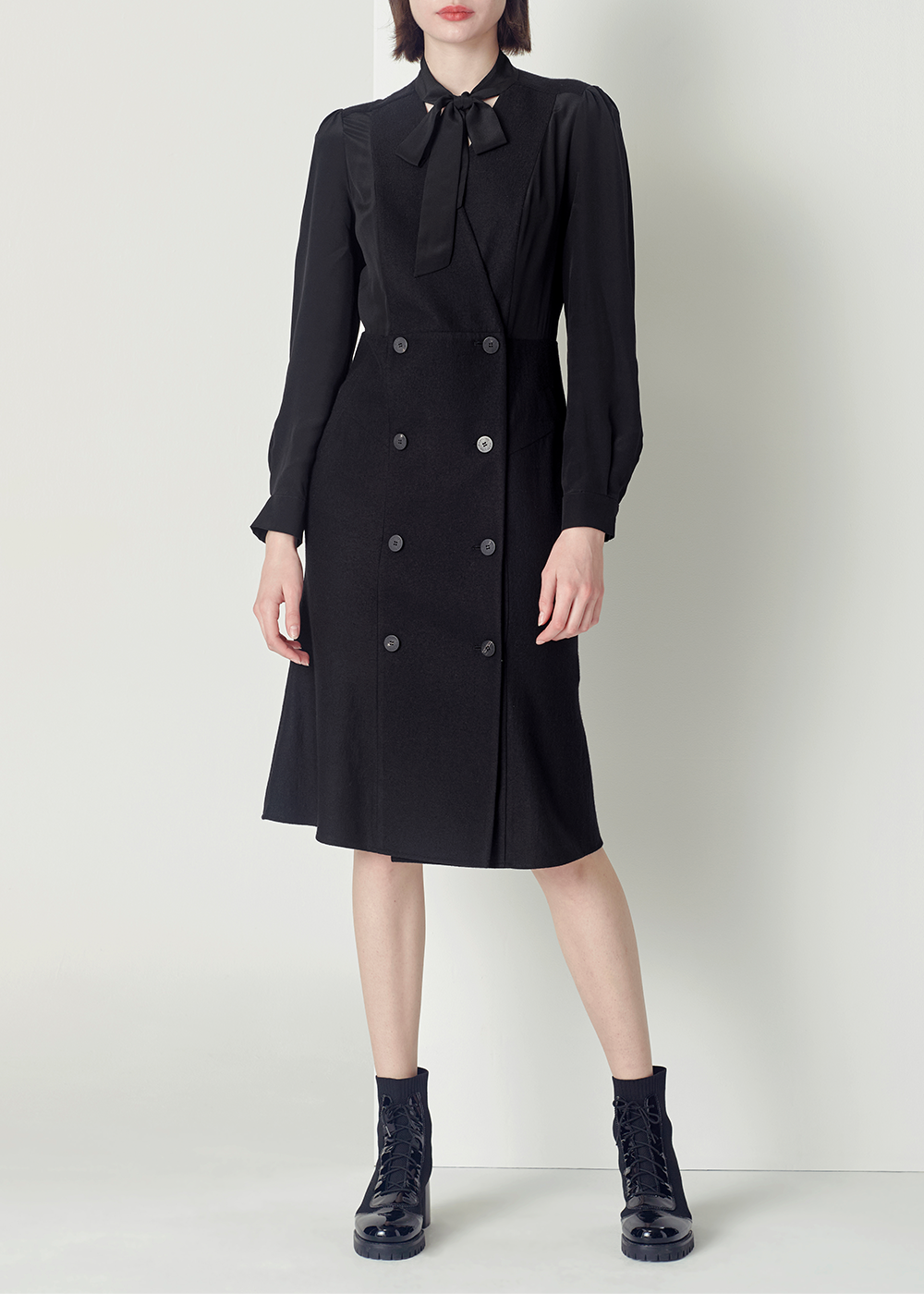 SALAZIA Black Wool-Silk Blend Dresses