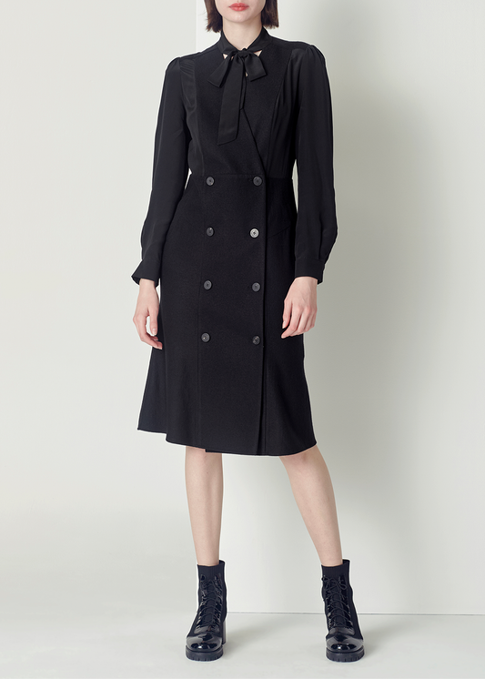 SALAZIA Black Wool-Silk Blend Dresses