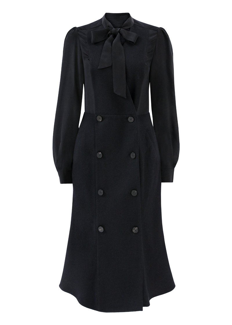 SALAZIA Black Wool-Silk Blend Dresses