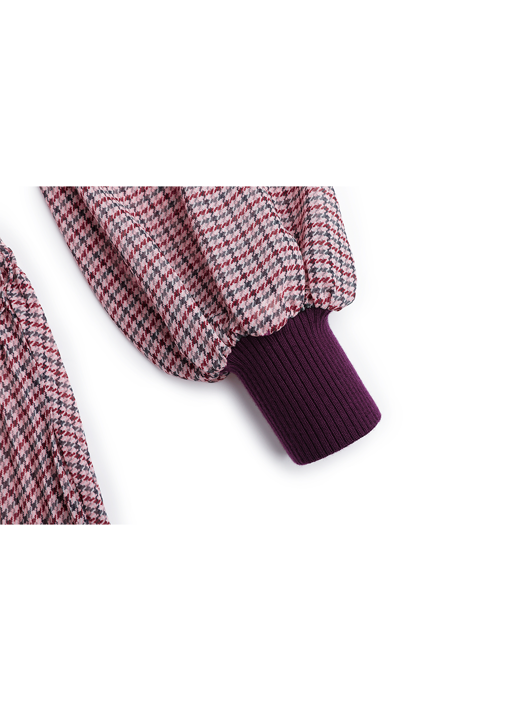 SALAZIA Pink Houndstooth Long-Sleeve Dresses