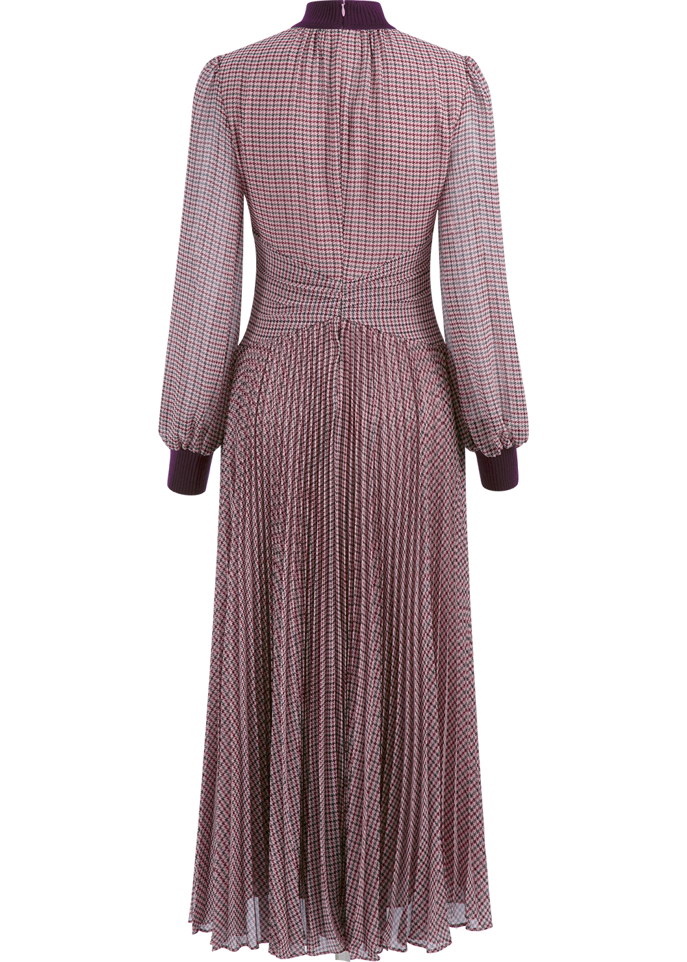 SALAZIA Pink Houndstooth Long-Sleeve Dresses