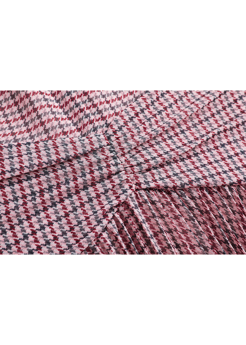 SALAZIA Pink Houndstooth Long-Sleeve Dresses