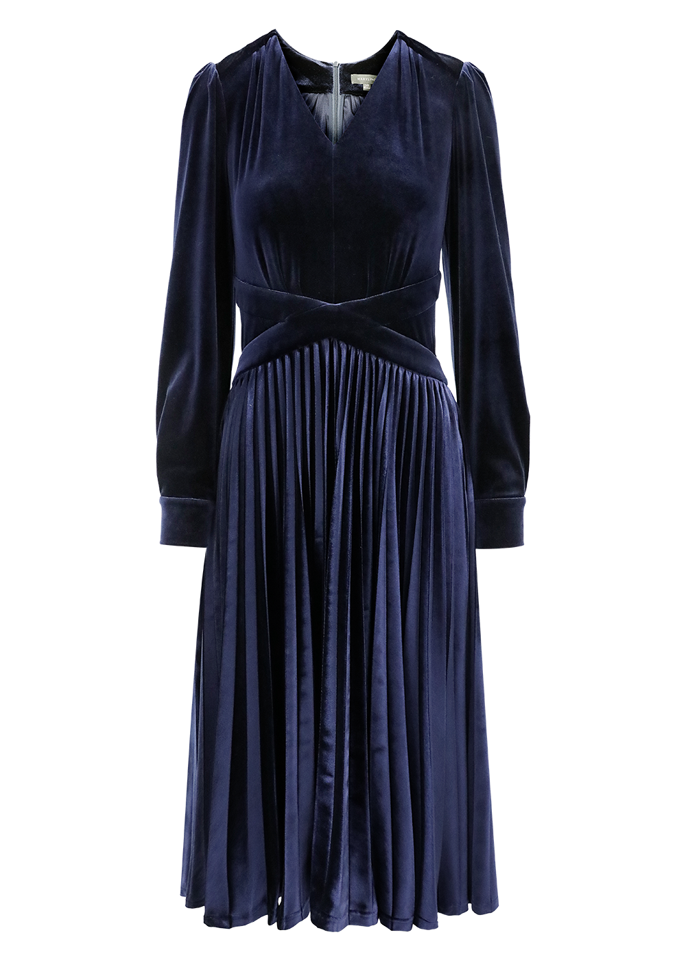 SALAZIA Midnight Blue Polyester-Spandex Long-Sleeve Dresses