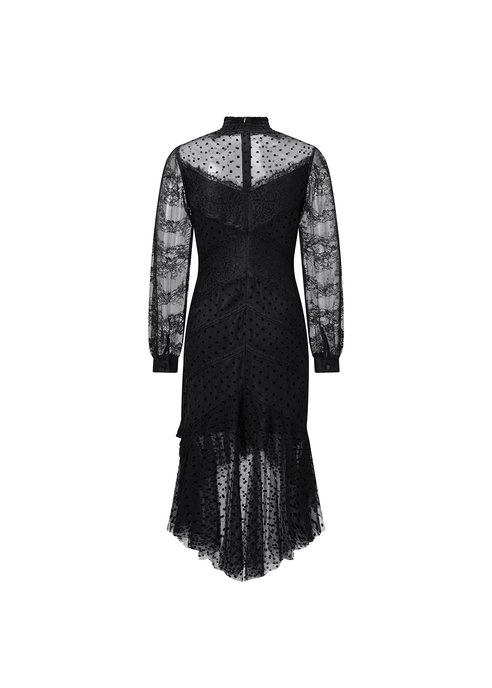 SALAZIA Black Lace Mesh Maxi Dresses