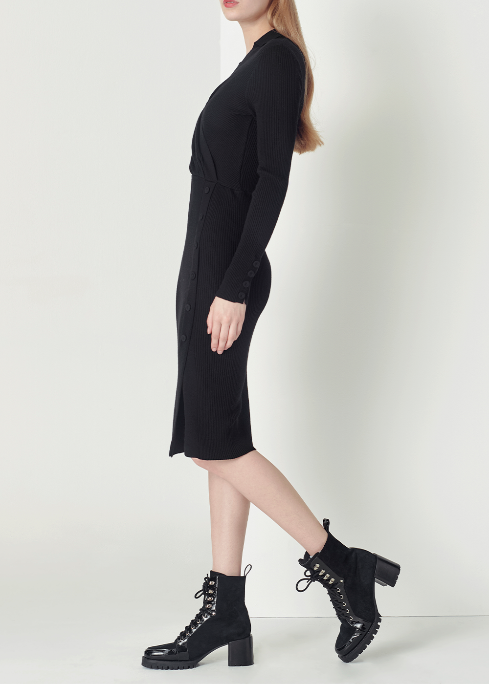 SALAZIA Black Wool Blend Knit Dresses