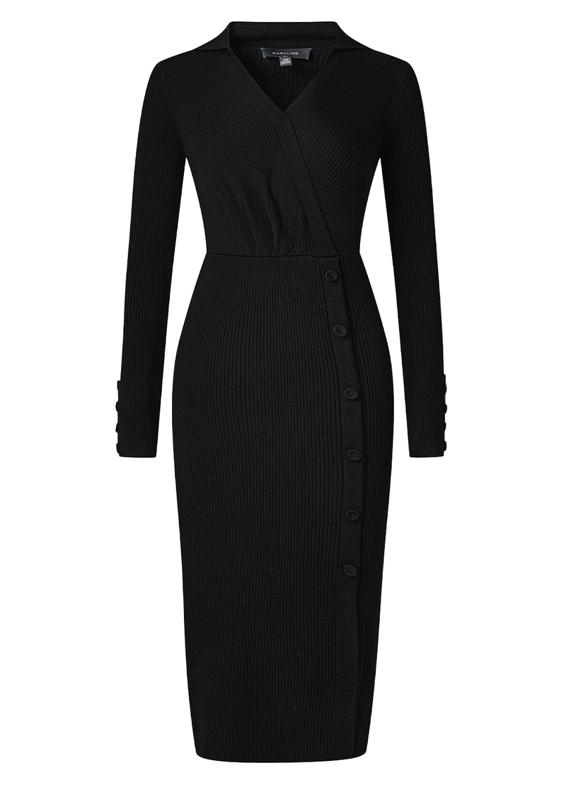 SALAZIA Black Wool Blend Knit Dresses