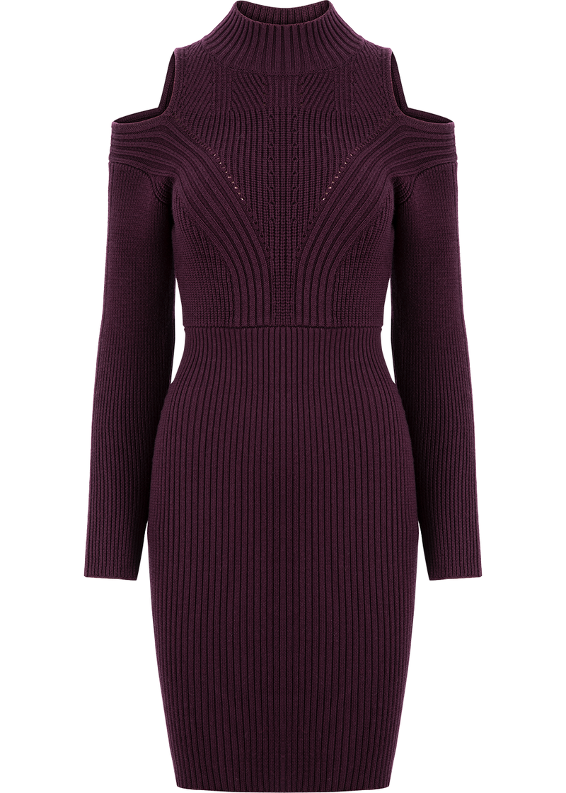SALAZIA Burgundy Red Wool Knit Dresses