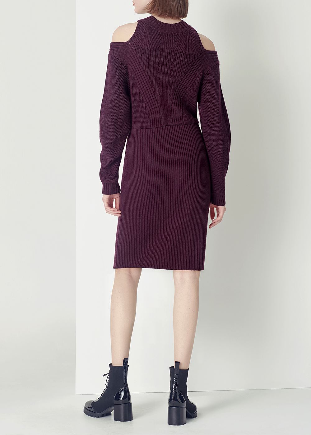SALAZIA Burgundy Red Wool Knit Dresses