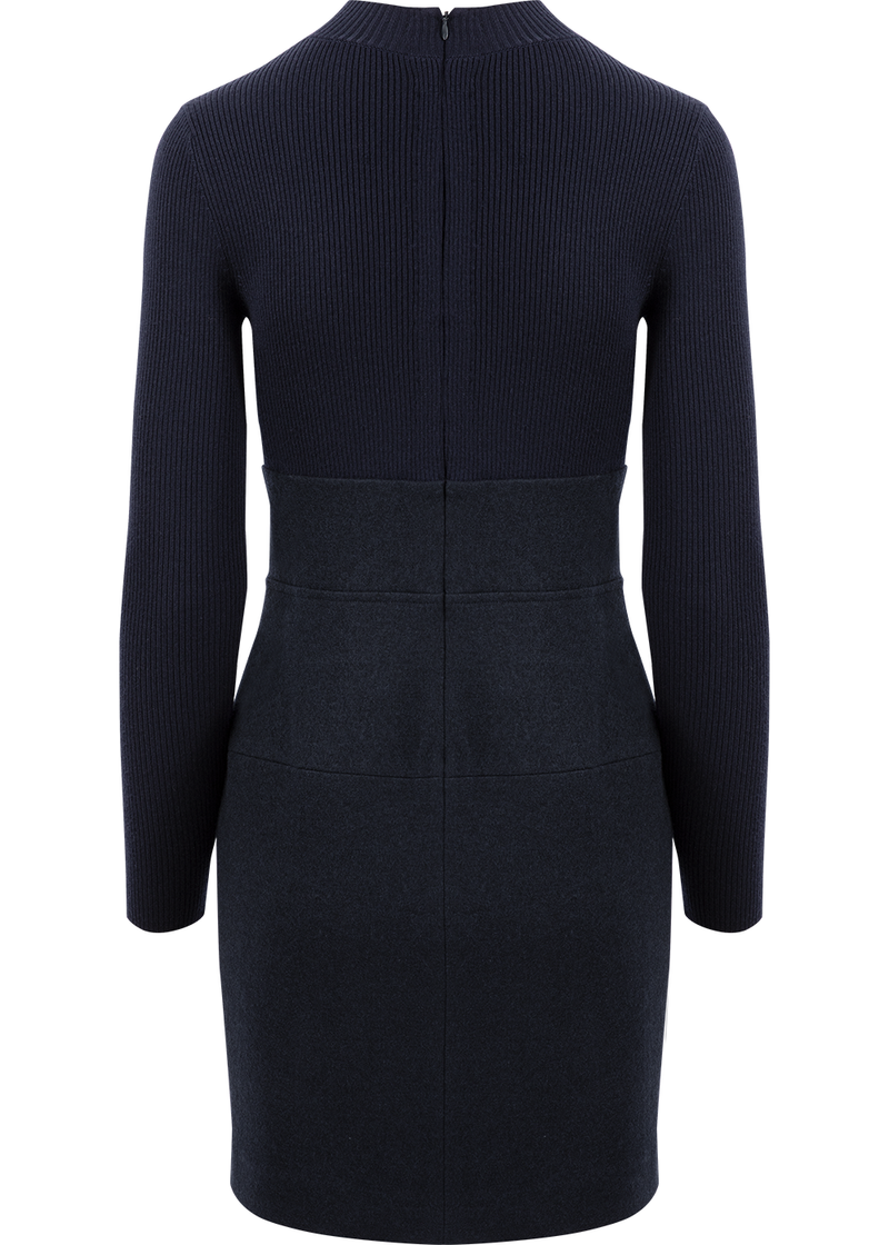 SALAZIA Midnight Blue Wool Blend Mini Dresses