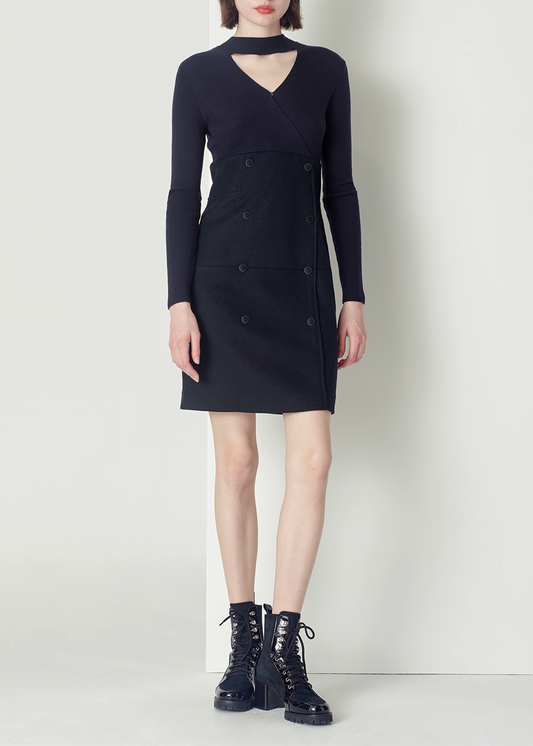 SALAZIA Midnight Blue Wool Blend Mini Dresses