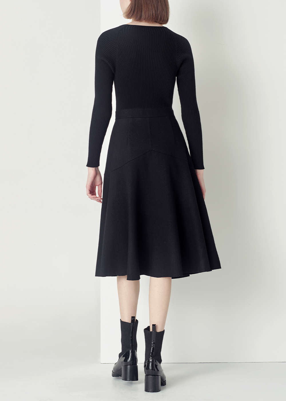 SALAZIA Black Wool Long-Sleeve Dresses