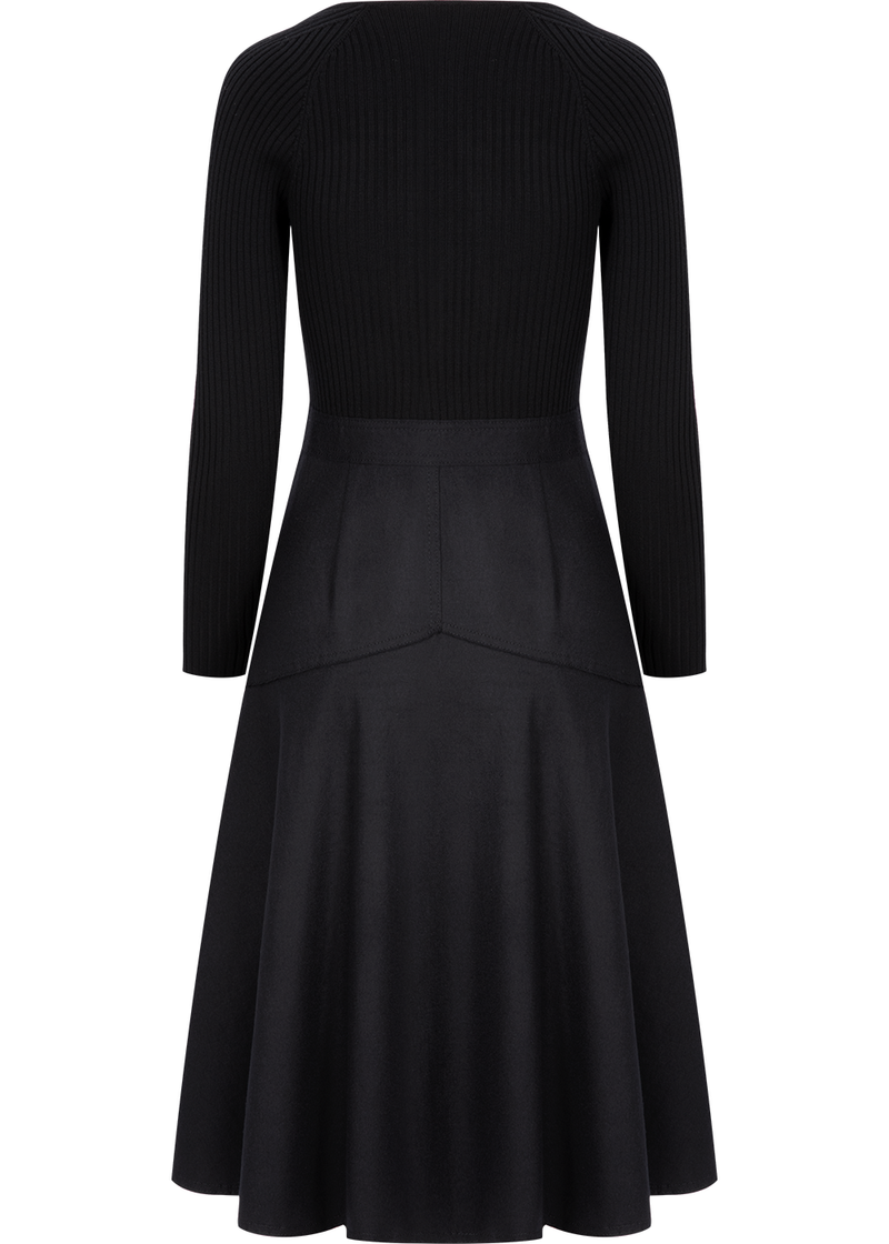 SALAZIA Black Wool Long-Sleeve Dresses