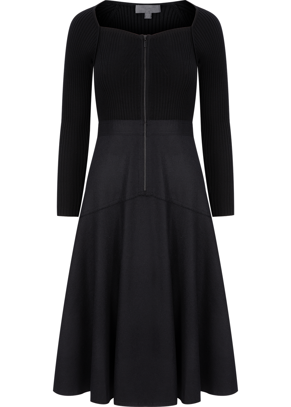 SALAZIA Black Wool Long-Sleeve Dresses