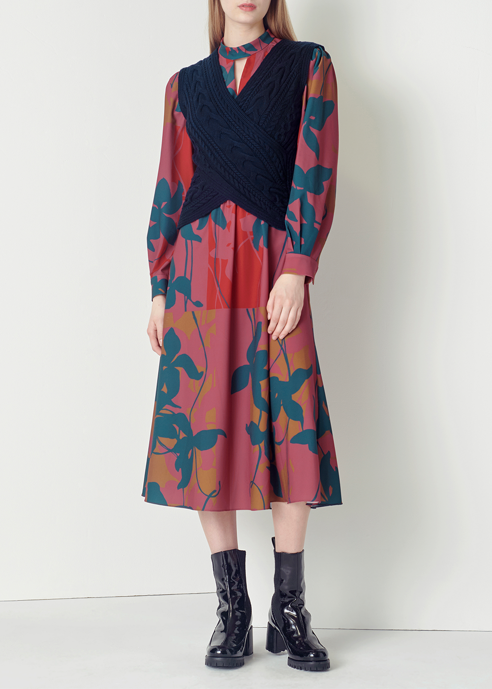 SALAZIA Pink Autumn Floral Dresses