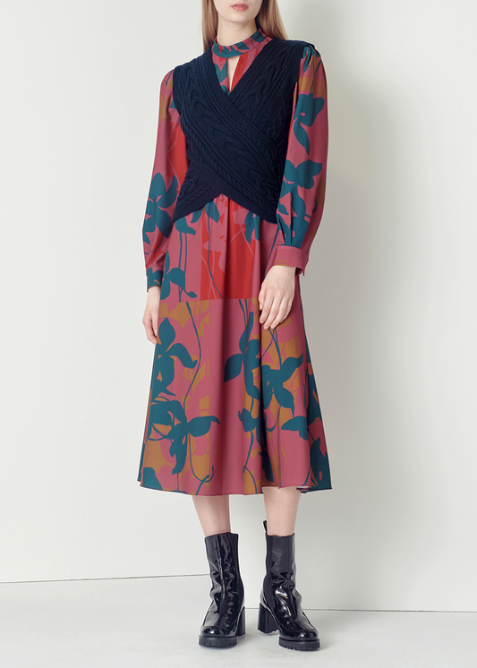 SALAZIA Pink Autumn Floral Dresses
