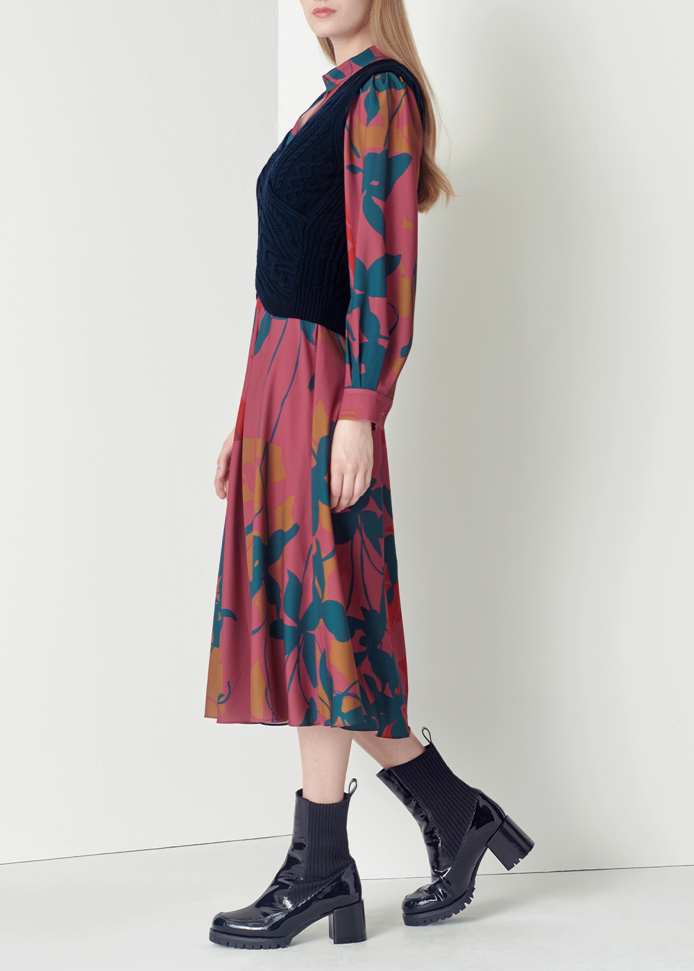 SALAZIA Pink Autumn Floral Dresses