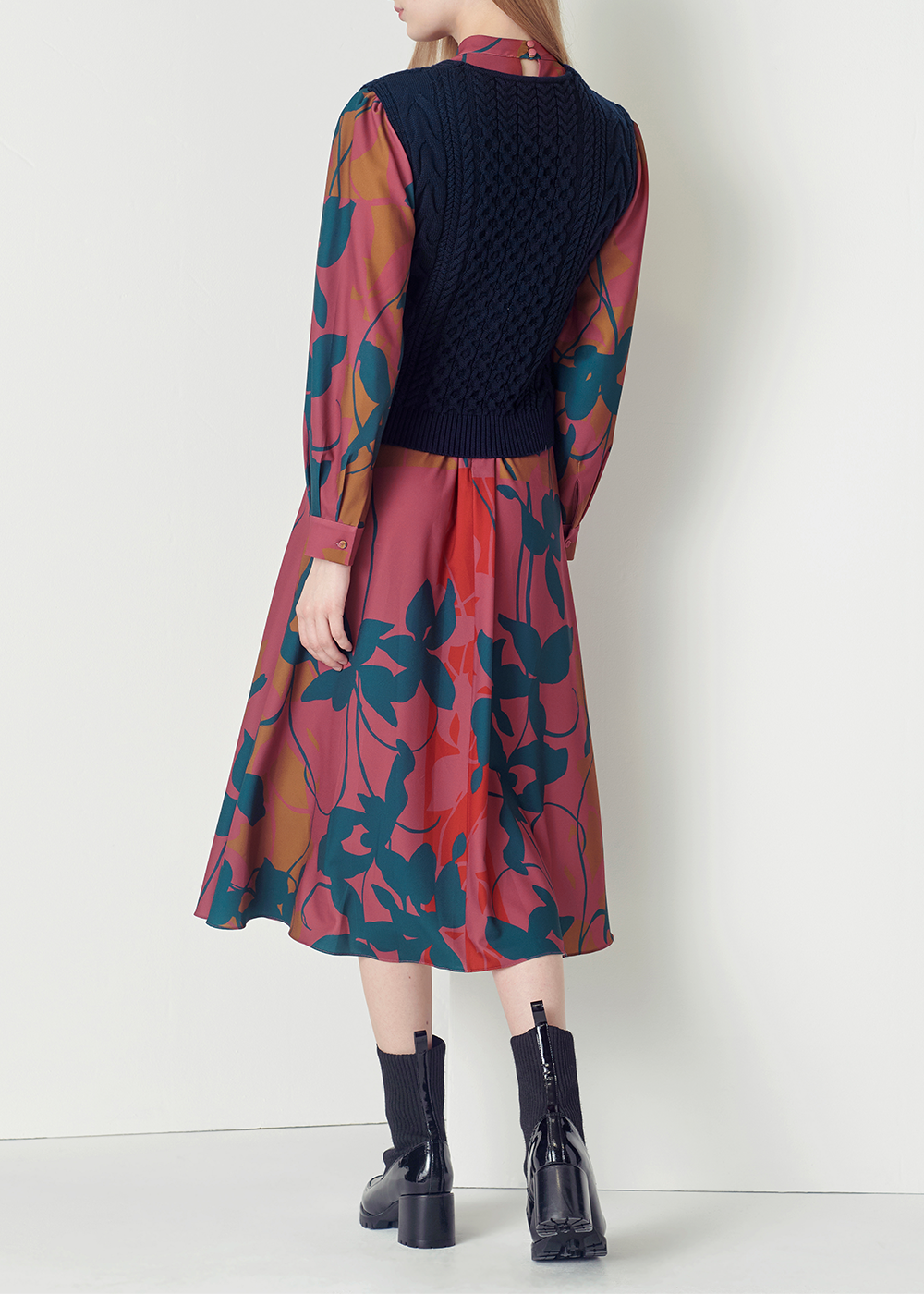 SALAZIA Pink Autumn Floral Dresses