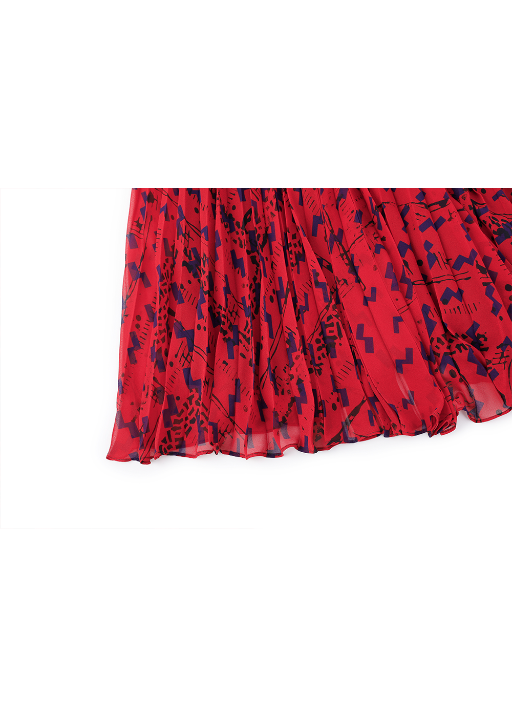 SALAZIA Red Geometric Print Fit-and-Flare Dresses