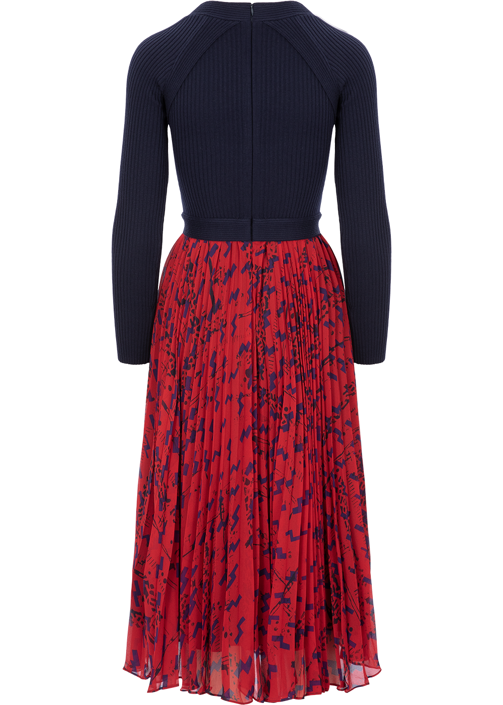 SALAZIA Red Geometric Print Fit-and-Flare Dresses