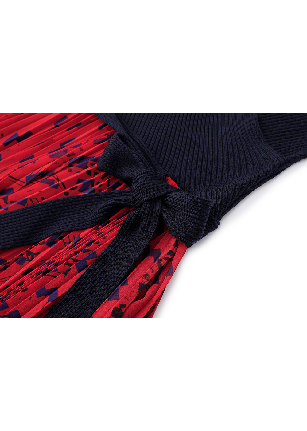 SALAZIA Red Geometric Print Fit-and-Flare Dresses