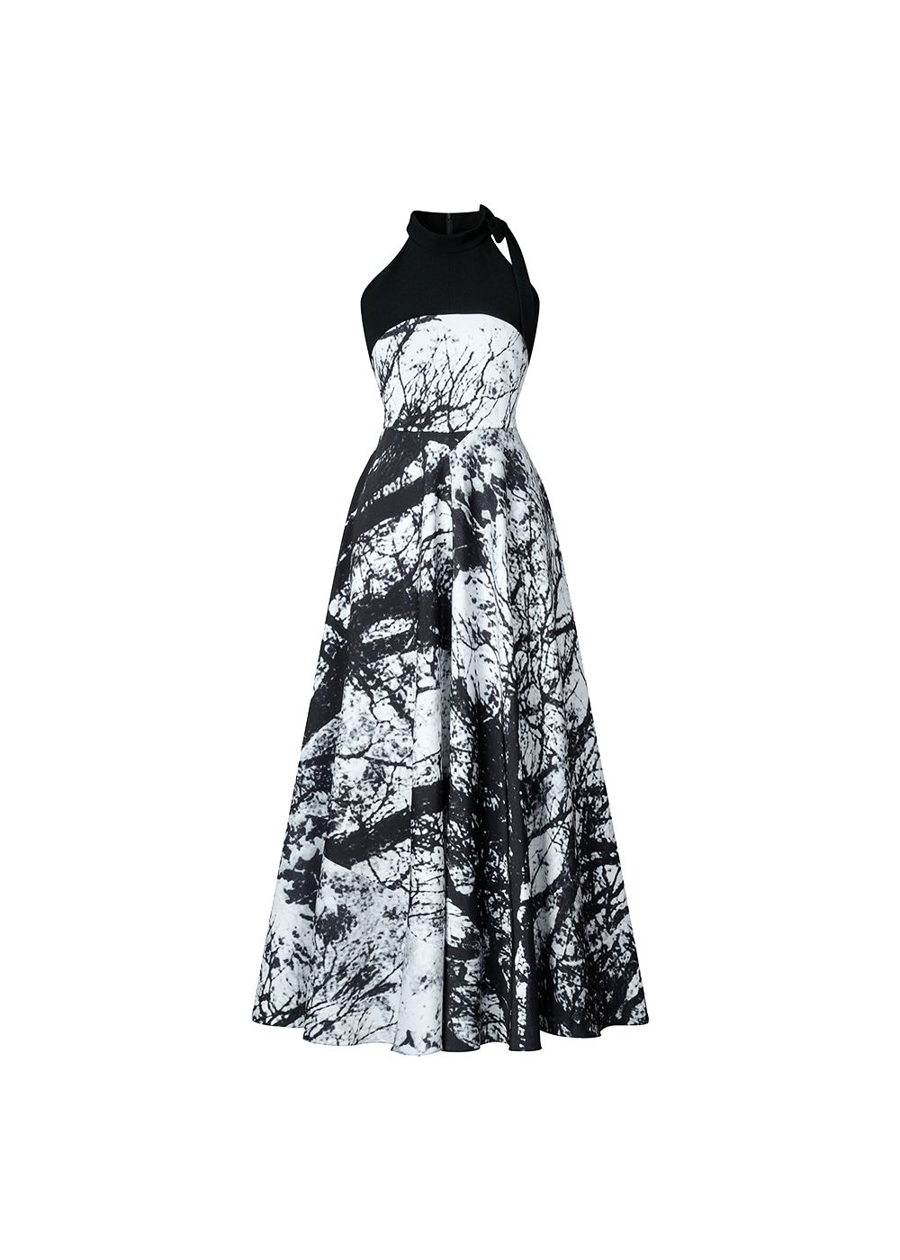 SALAZIA Black-White Tree Shadow Maxi Dresses