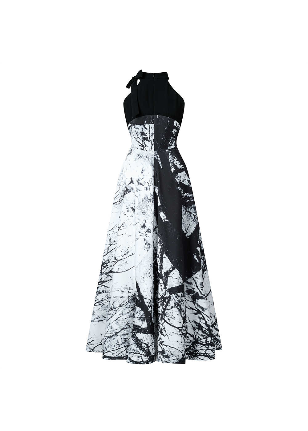 SALAZIA Black-White Tree Shadow Maxi Dresses