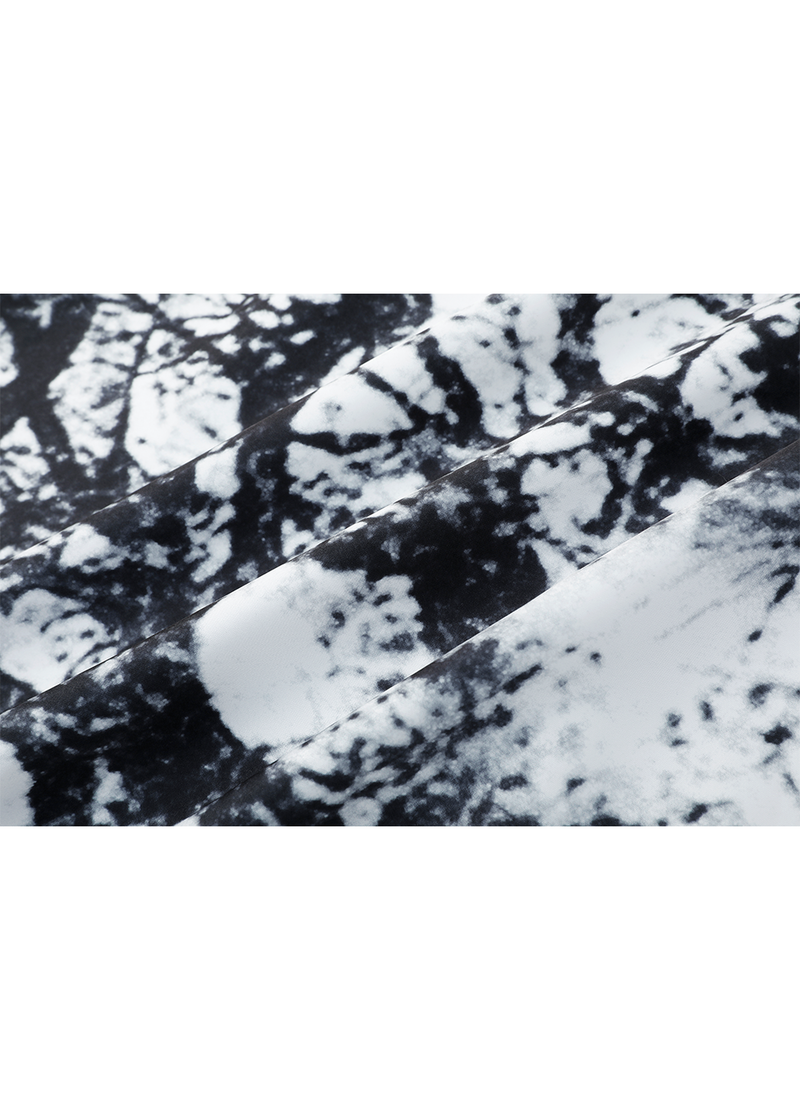 SALAZIA Black-White Tree Shadow Wool Blend Dresses