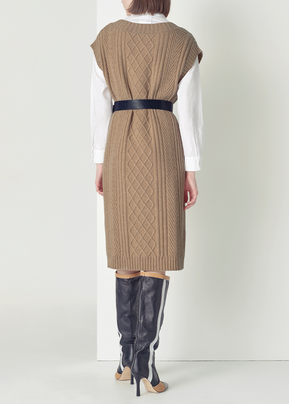 SALAZIA Light Camel Wool Blend Knit Dresses