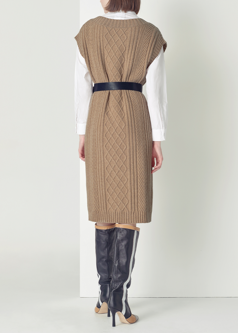 SALAZIA Light Camel Wool Blend Knit Dresses