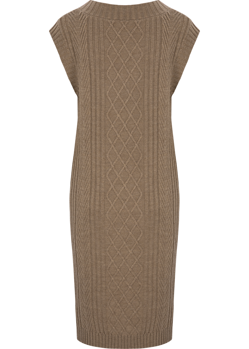 SALAZIA Light Camel Wool Blend Knit Dresses