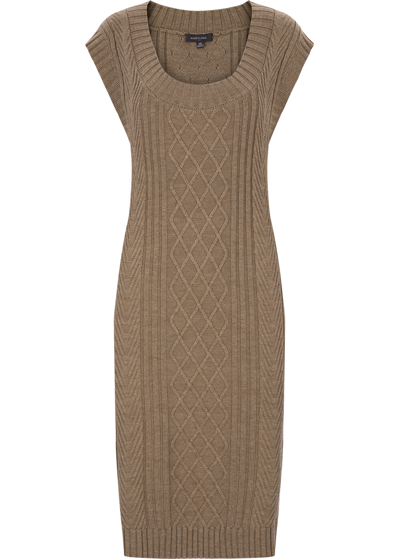 SALAZIA Light Camel Wool Blend Knit Dresses