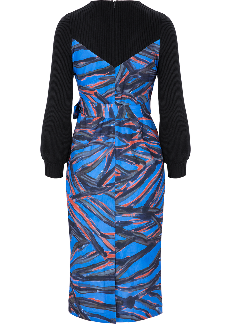 SALAZIA Blue Danxia Stretch Wool Blend Dresses