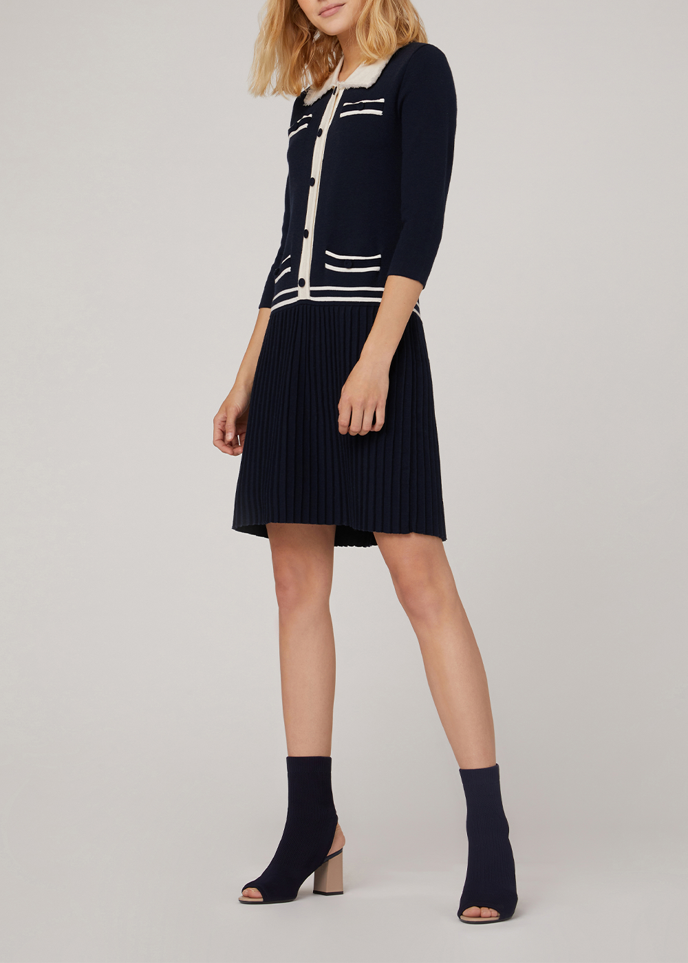 SALAZIA Deep Blue Knit Wool Dresses