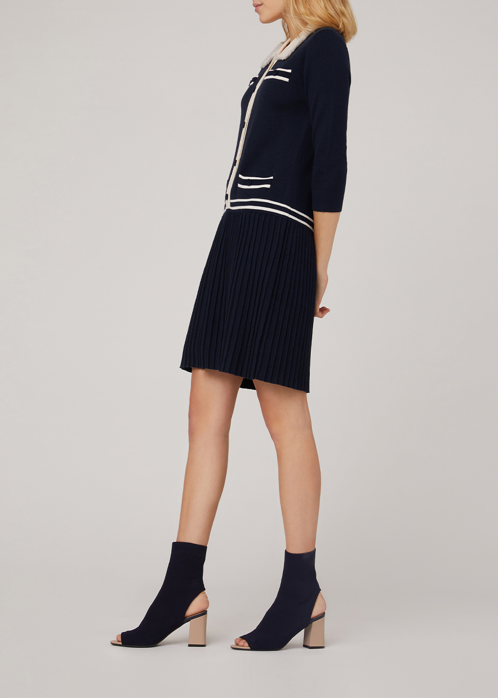SALAZIA Deep Blue Knit Wool Dresses