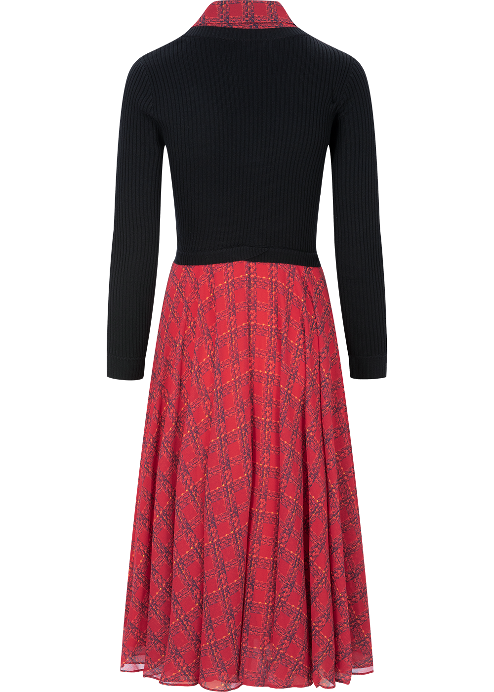 SALAZIA Red-Black Gingham Fit-and-Flare Dresses