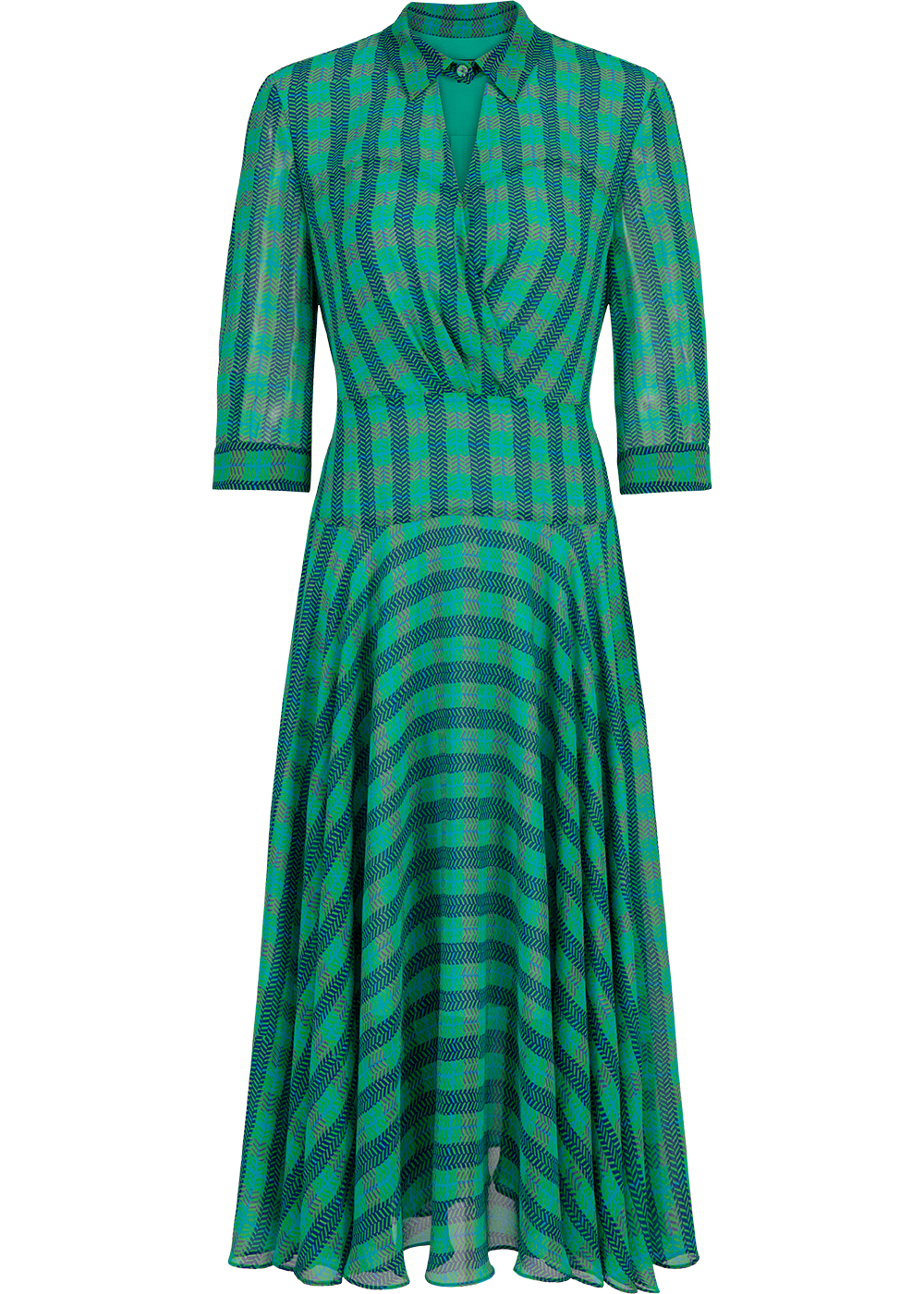 SALAZIA Blue-Green Plaid Column Dresses